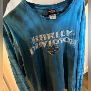 blue tie dye Harley davidson t shirt